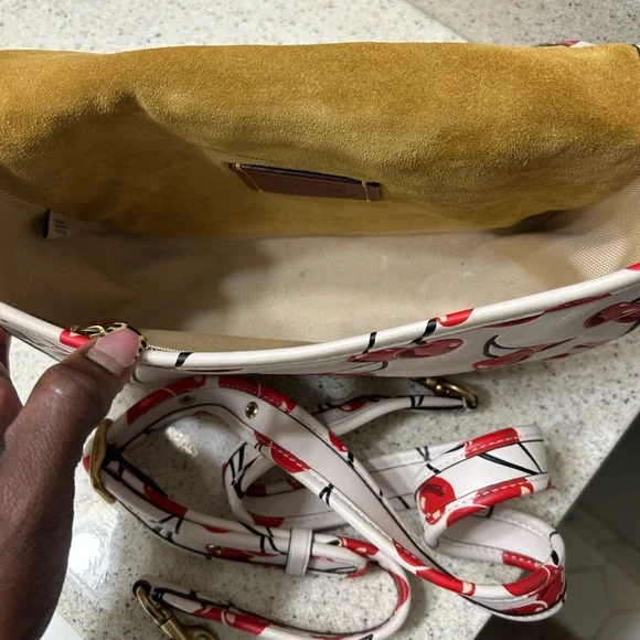 Coach White and Red Cherry Print Shoulder Bag - Picture 4 of 5